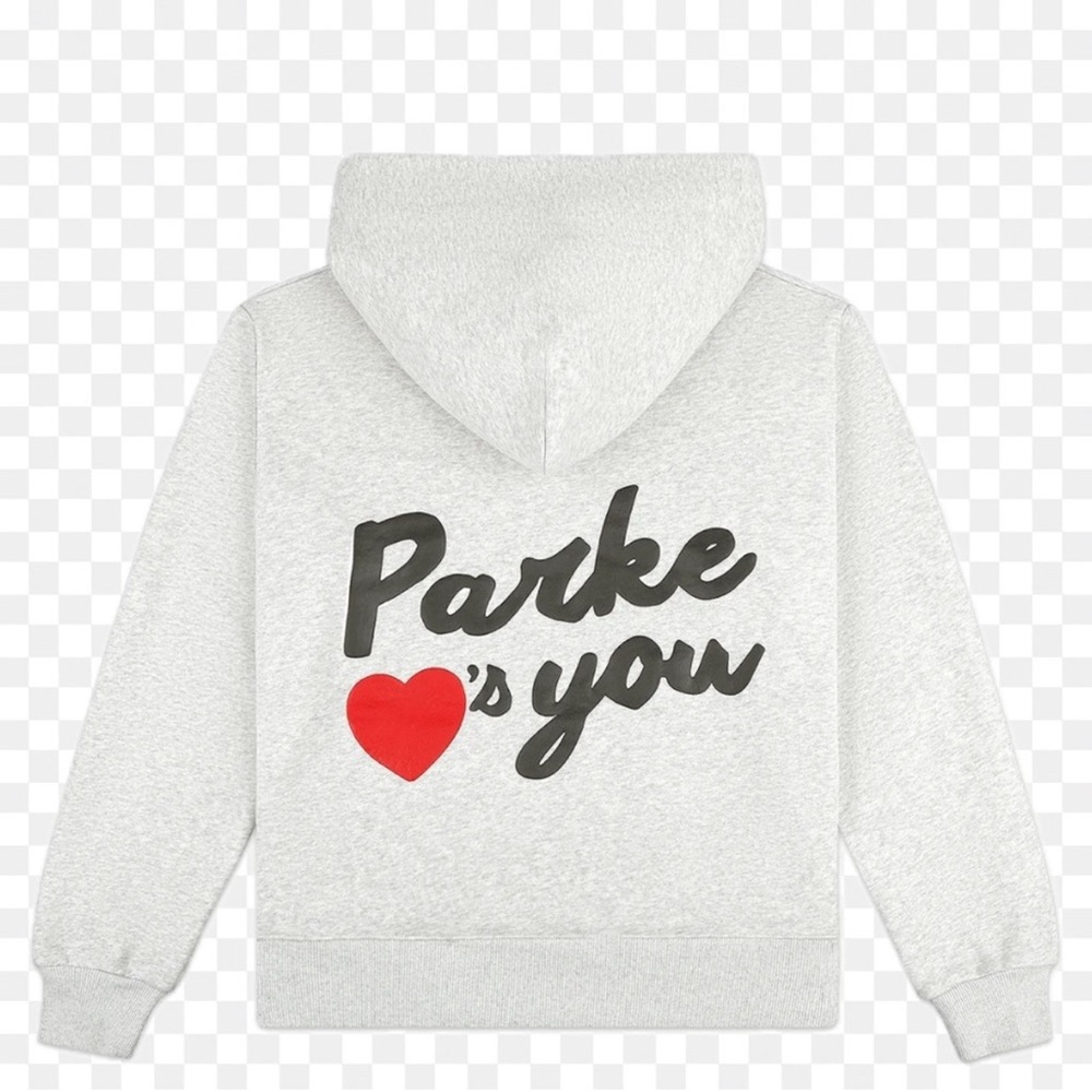 Gray and Red Heart Graphic Hoodie Sweatshirt